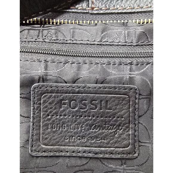 Fossil Milo Crossbody Bag Long Live Vintage Black Pebble Leather w/Organizer - Picture 12 of 12